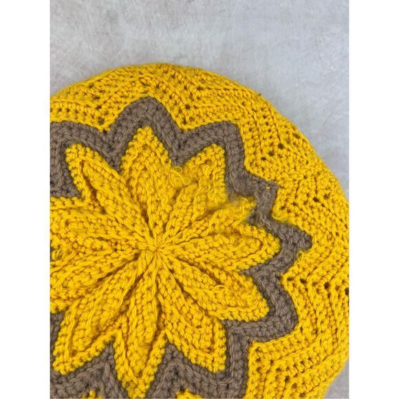 Vintage Mod Afghan Crochet Pillow 1970s - Picture 4 of 5